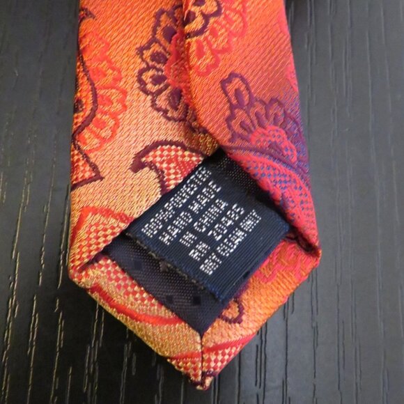 🎄New Mario Ferrari 60" Paisley Necktie - Orange & Purple - Picture 5 of 6